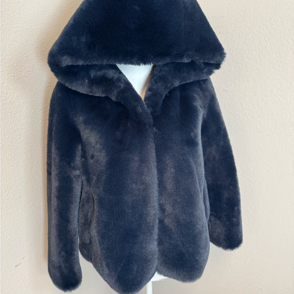 Women's Abbie Hooded Faux Fur Jacket Jacket By H Brand From Saks - Navy Blue View 2